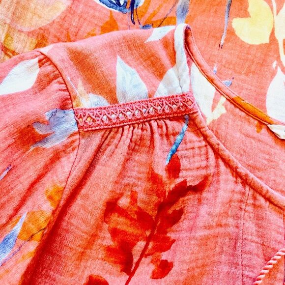 Soft Surrounding Blouse Gussy Floral Spring Summer Beach Resort Wear Women L - Picture 8 of 10